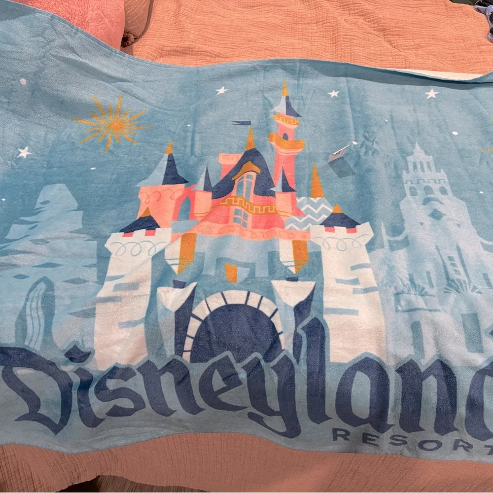 Disney Blue and Pink Castle Beach Towel - NWT